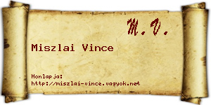 Miszlai Vince névjegykártya